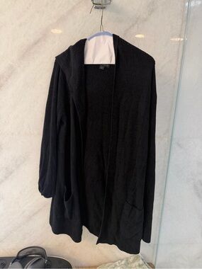 Barefoot Dreams Black Hooded Open-Front Cardigan